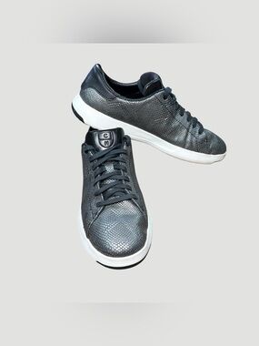 Cole Haan GrandPrø Metallic Gunmetal Embossed Leather Sneakers Women's Size 8.5B